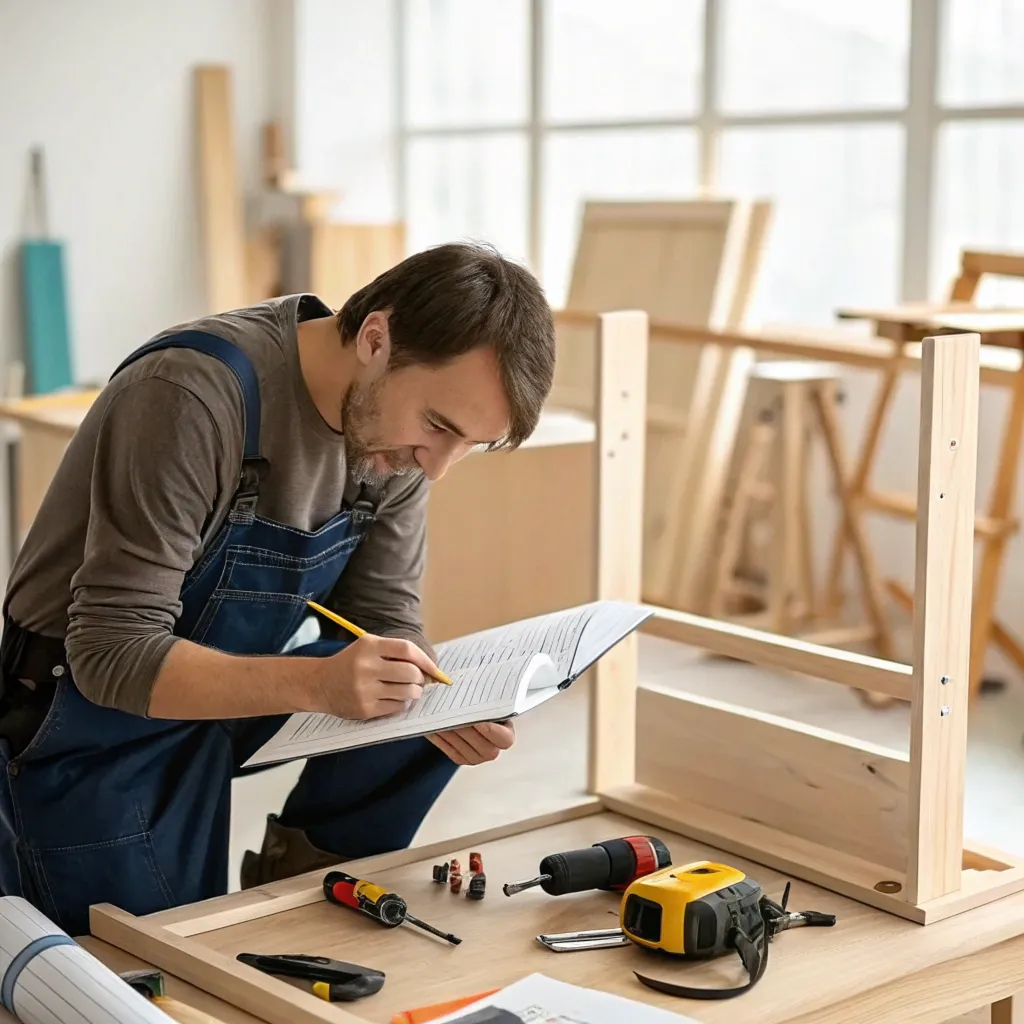 DIY enthusiast learning furniture assembly
