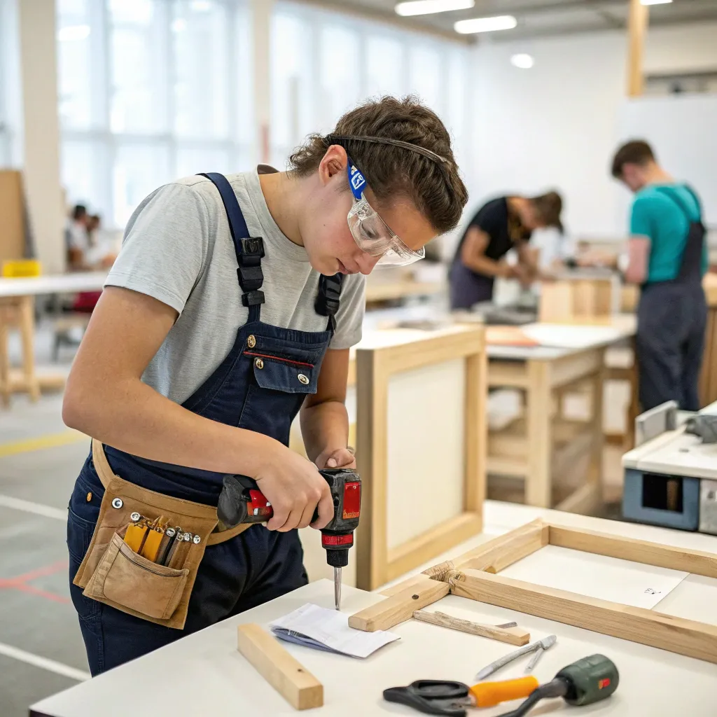 Person attending furniture assembly course